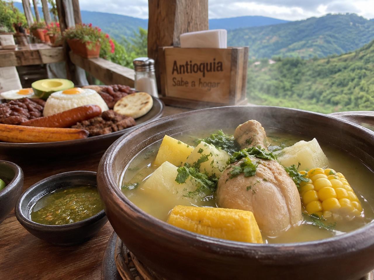 Sancocho colombiano en olla de barro